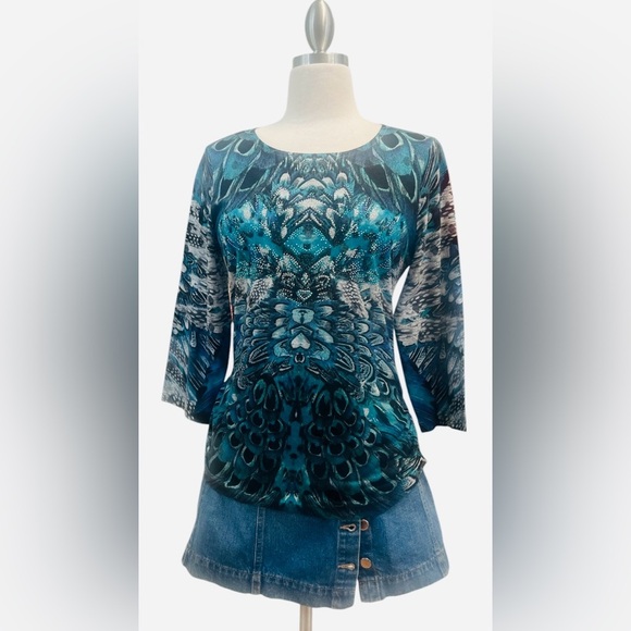 Chico’s -Blue Patterned Women's Top - Picture 1 of 5